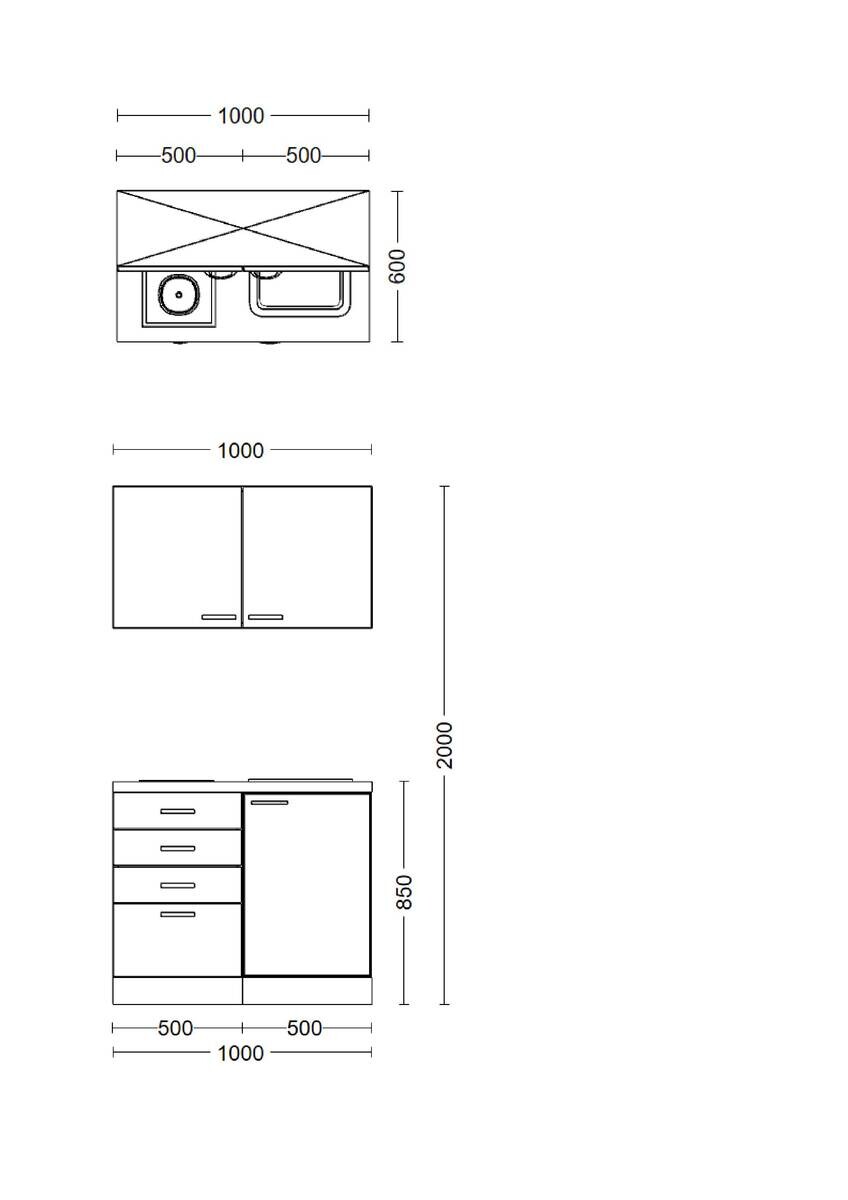 Küchenblock Samoa weiß B/H/T: ca. 100x200x60 cm