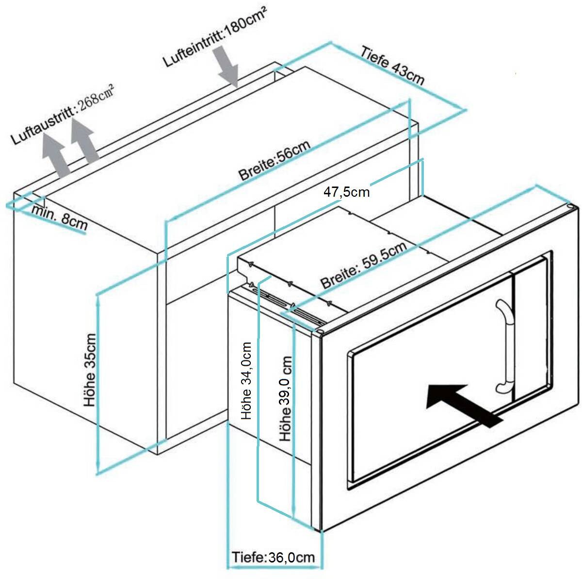 Respekta Küchenblock Premium grau hochglänzend B/H/T: ca. 345x220,5x60 cm
