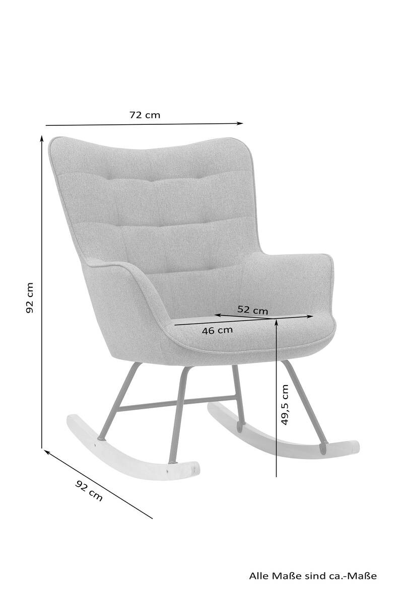 byLIVING Schaukelstuhl RICHIE schwarz schwarz natur Stoff Metall Buche B/H/T: ca. 72x92x92 cm