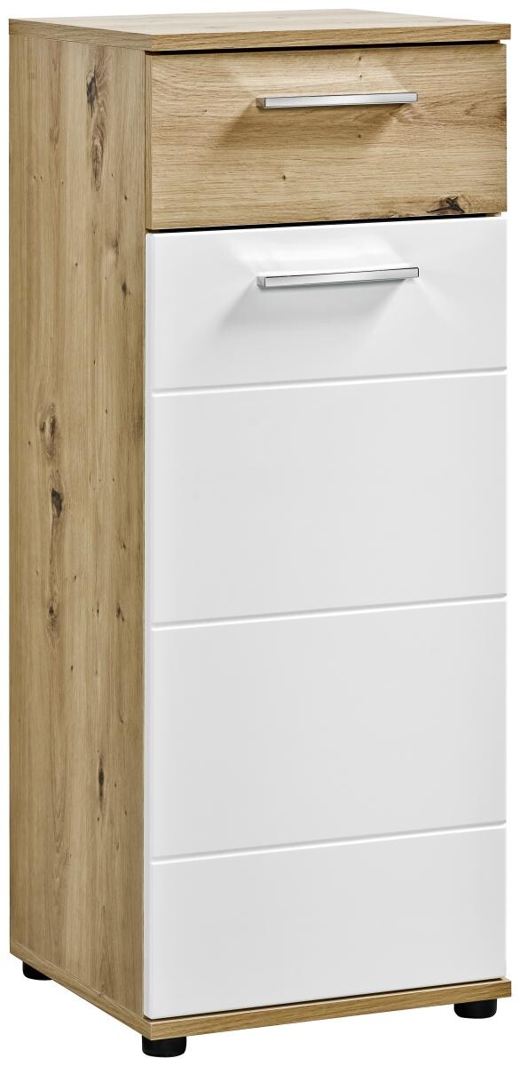 Badkommode Bergen Eiche Artisan Nachbildung weiß Hochglanz B/H/T: ca. 35x92x35 cm