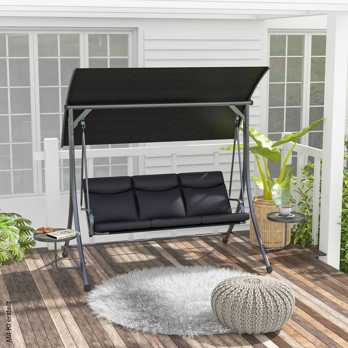 Outsunny Hollywoodschaukel schwarz Polyester B/H/L: ca. 135x177x278 cm