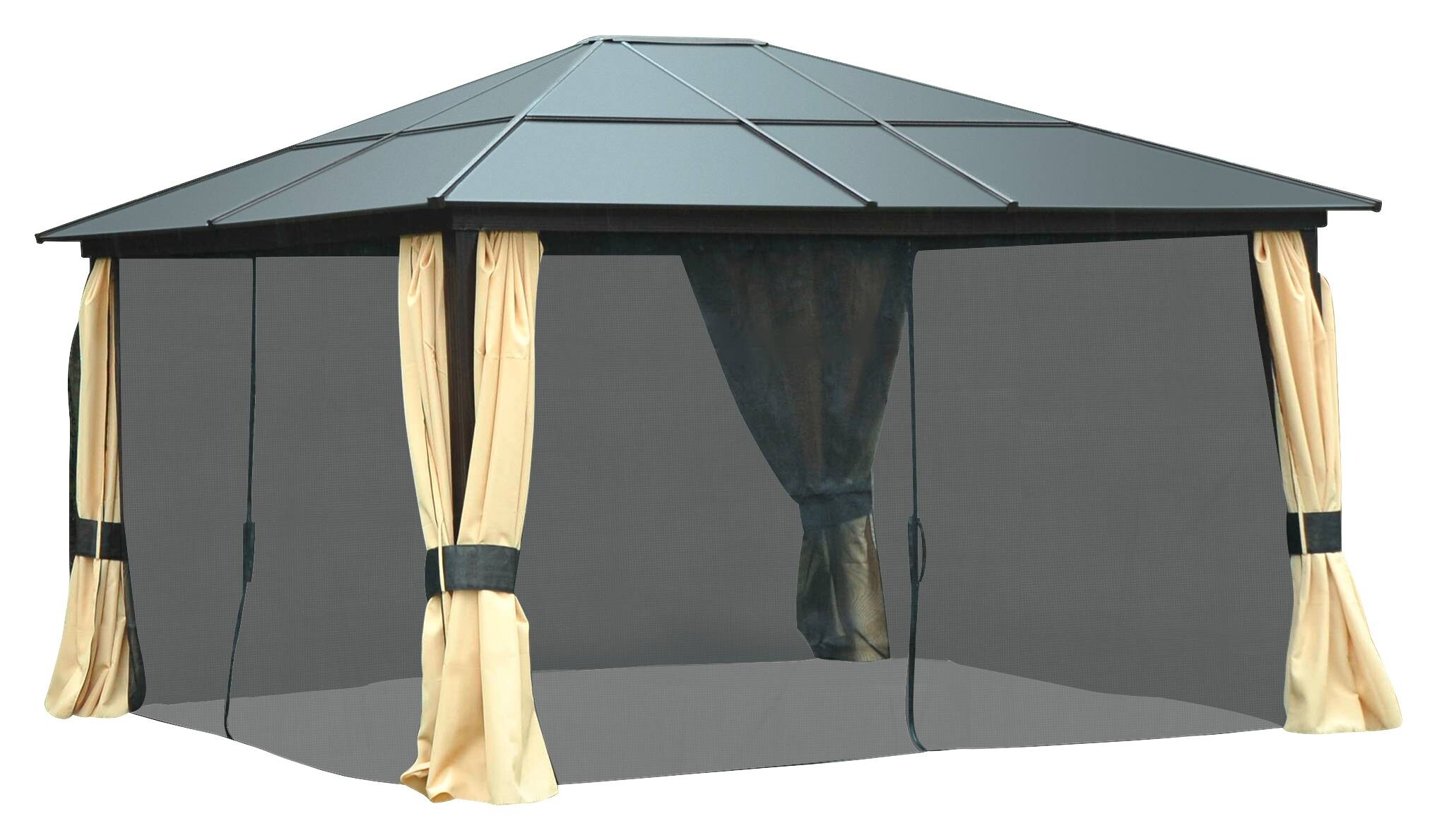 Outsunny Pavillon braun Aluminium B/H/L: ca. 360x265x420 cm