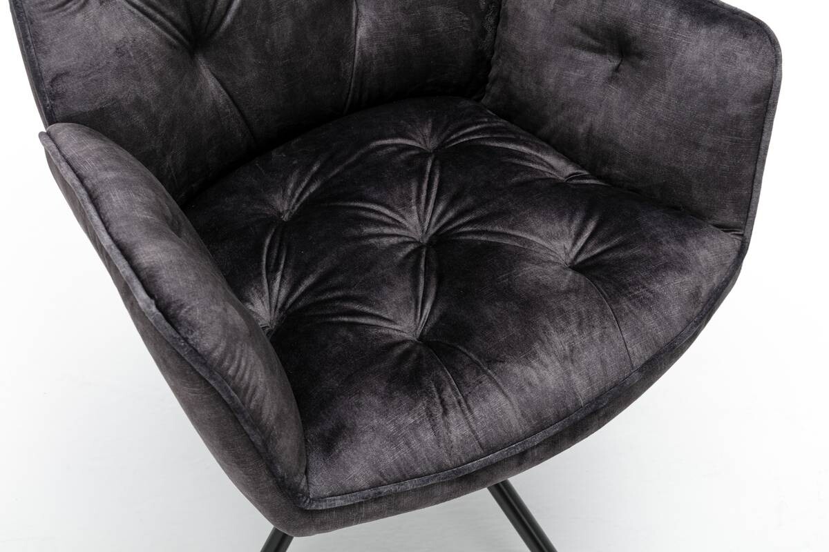 byLIVING Sessel SARINA 2er-Set anthrazit Vintage Samt Metall B/H/T: ca. 59,5x89x62 cm