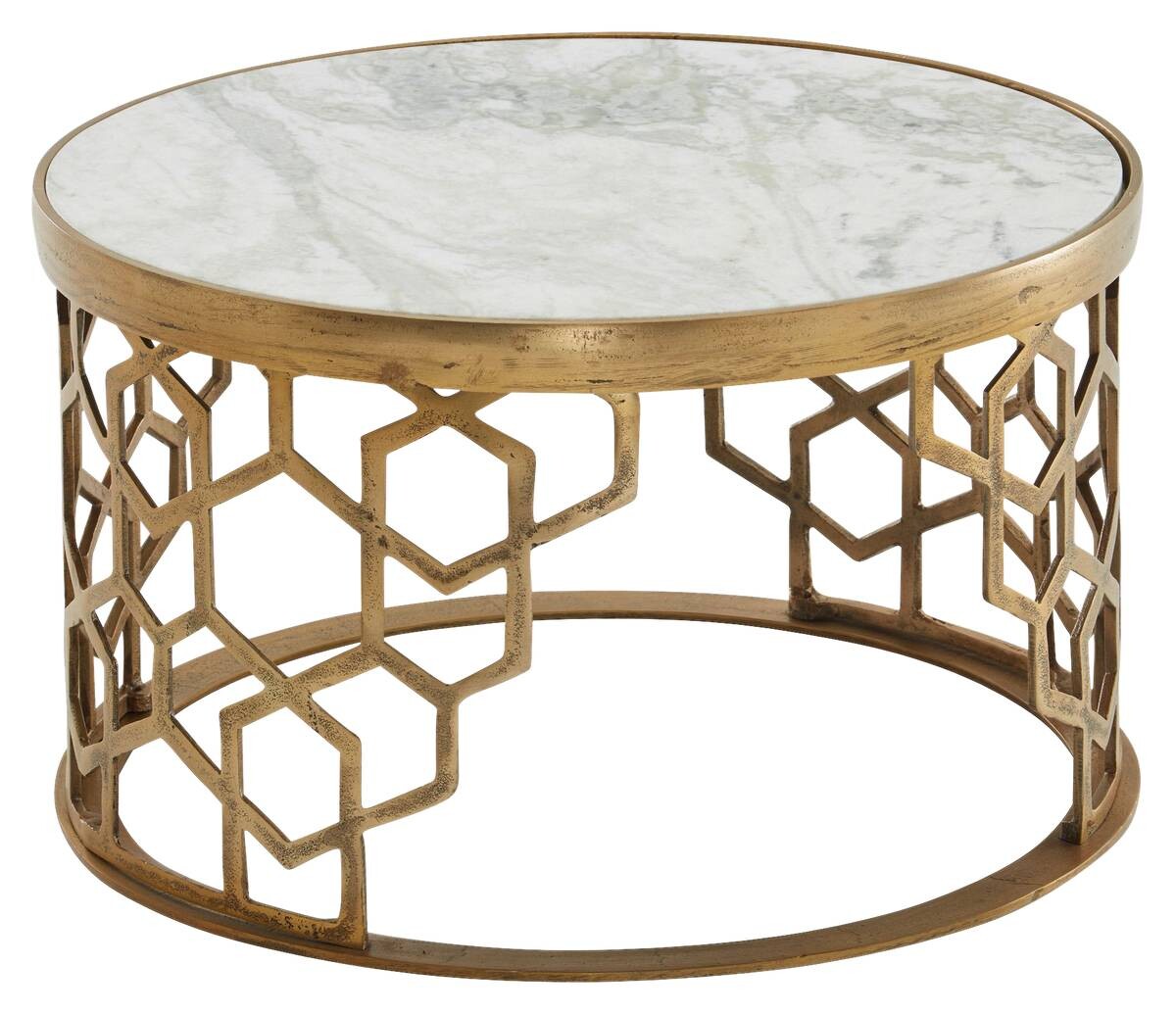 Wohnling Couchtisch weiß gold B/H/T: ca. 80x36x60 cm