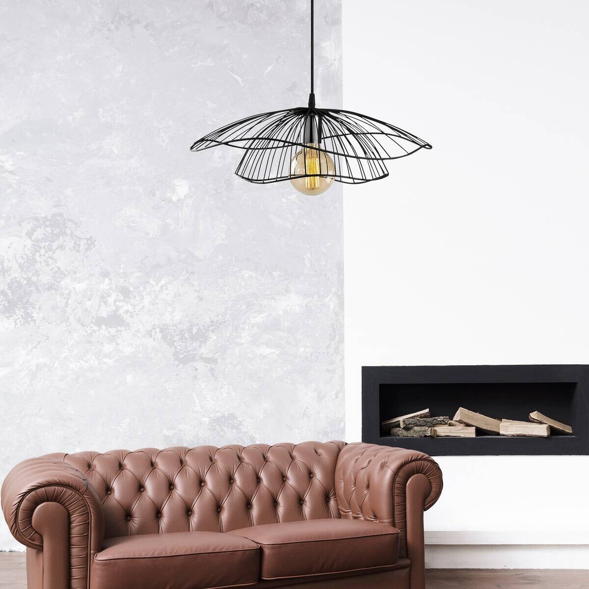 Opviq Pendelleuchte Tel schwarz Metall B/H/T/L/D: ca. 50x111x50x50x50 cm E27 1 Brennstellen