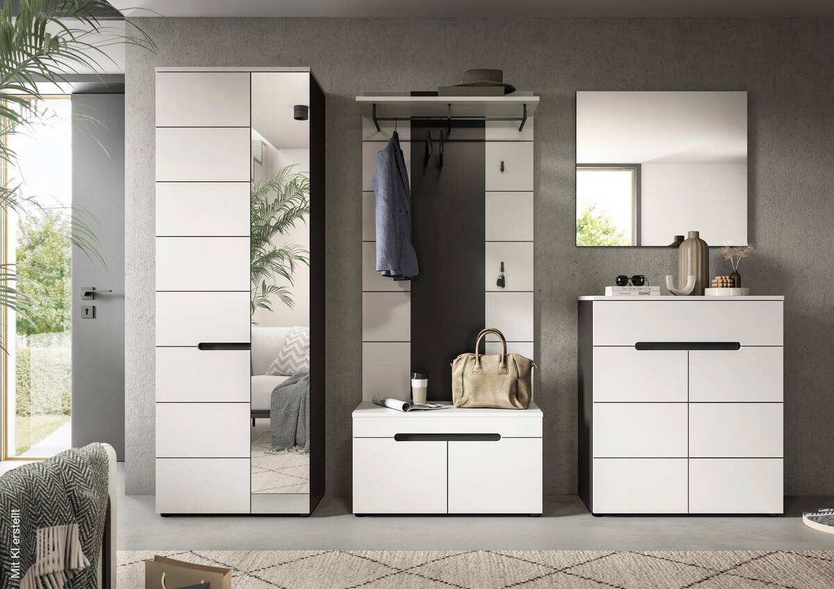 Garderobe Canu basaltgrau Nachbildung weiß B/H/T: ca. 255x190x37 cm