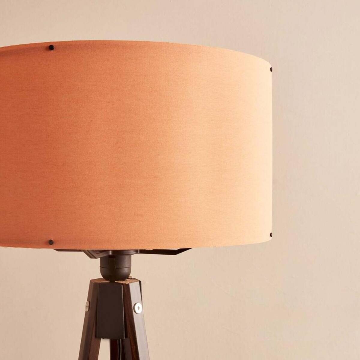 Opviq Stehlampe orange braun Stoff Holz B/H/T/L/D: ca. 21x140x21x21x21 cm E27 1 Brennstellen