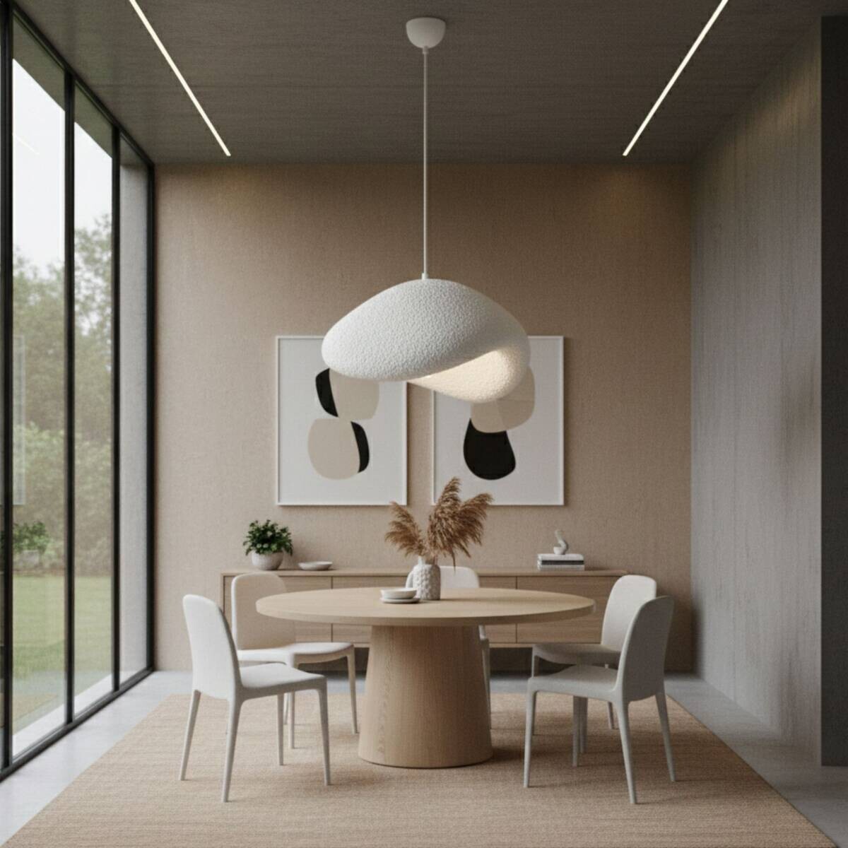 Opviq Pendelleuchte weiß Metall B/H/T/L: ca. 42x120x37x42 cm E27 1 Brennstellen