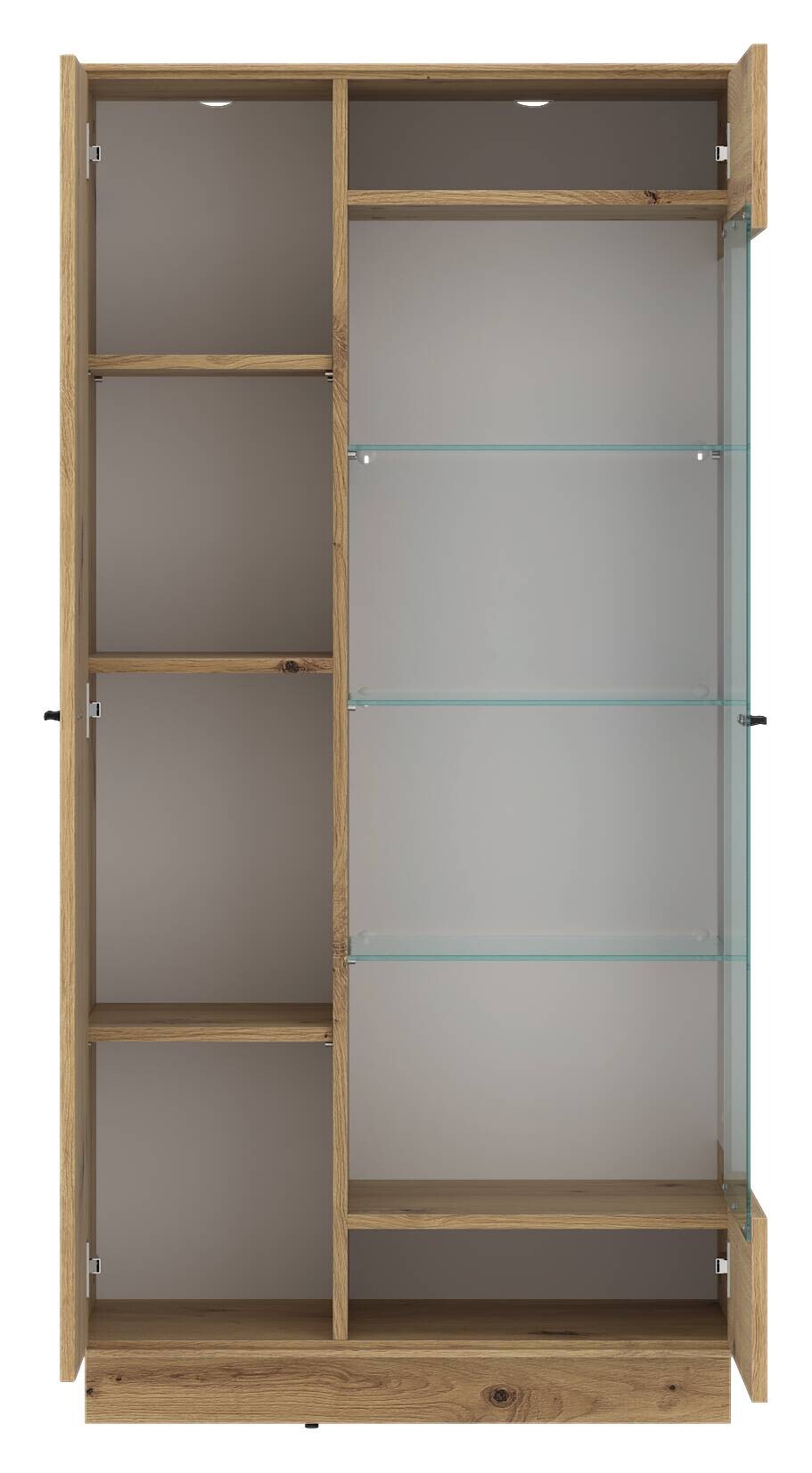 Standvitrine Covelo Eiche Artisan Oak Nachbildung weiß B/H/T: ca. 75x150x40 cm