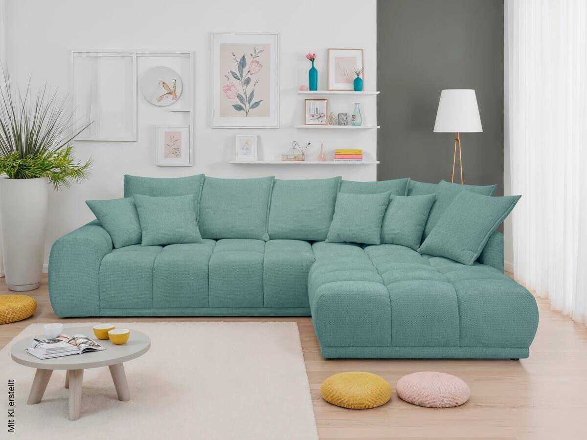 Ecksofa blaugrau Microfaser B/H/T: ca. 312x97x229 cm