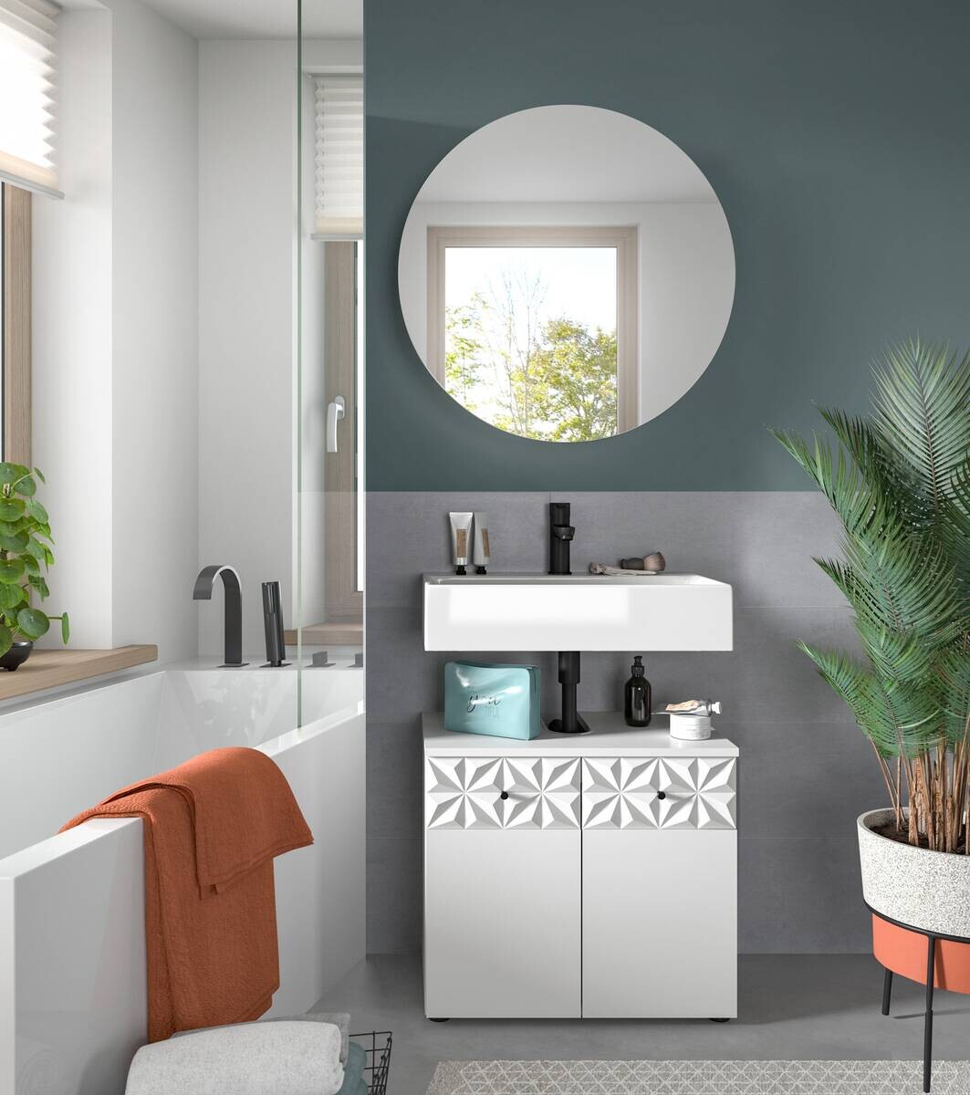 Badezimmer-Set Prisma weiß B/H/T: ca. 60x187x37 cm