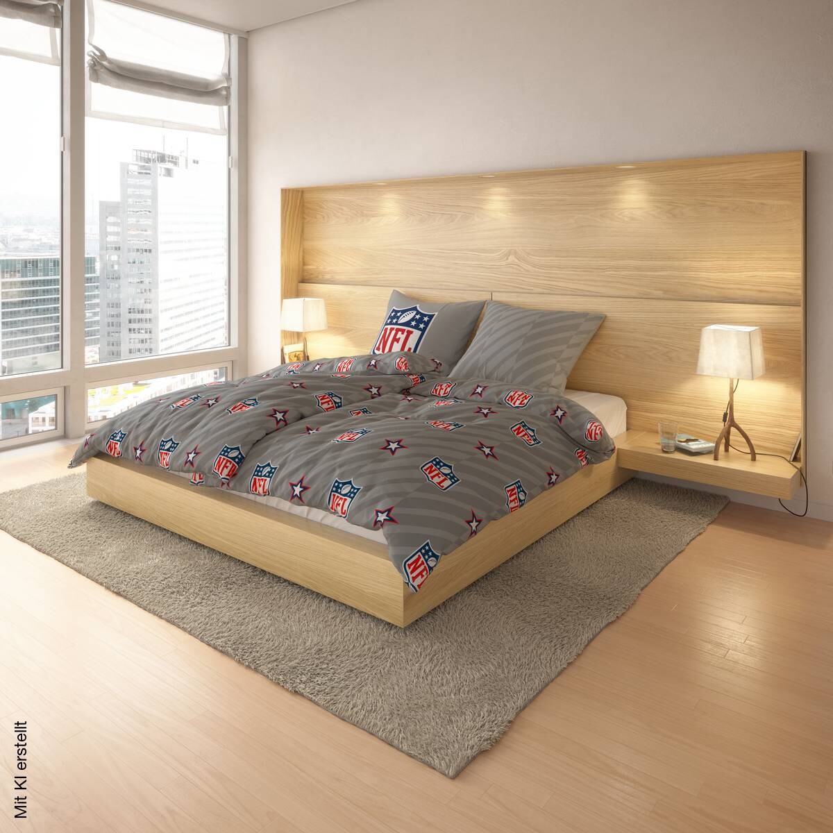 Microfaser Bettwäsche NFL grau Polyester B/L: ca. 135x200 cm