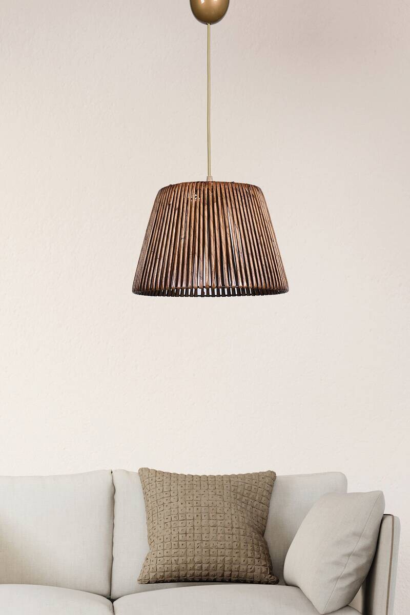 Opviq Pendelleuchte braun Kunststoff Metall B/H/T/L: ca. 30x70x30x30 cm E27 1 Brennstellen