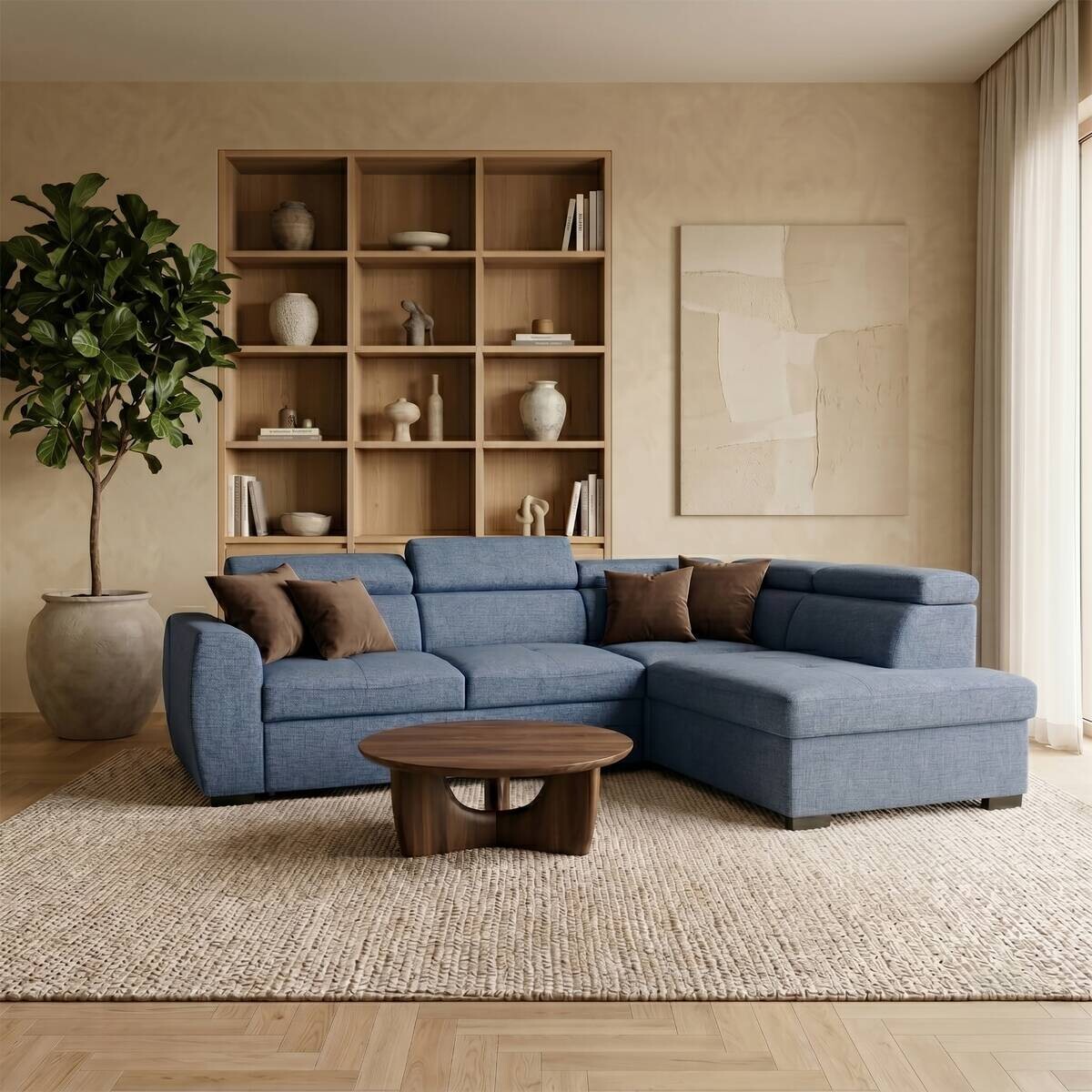 Ecksofa mit Bettfunktion und Bettkasten Ocean Webstoff B/H/T: ca. 245x184x87 cm