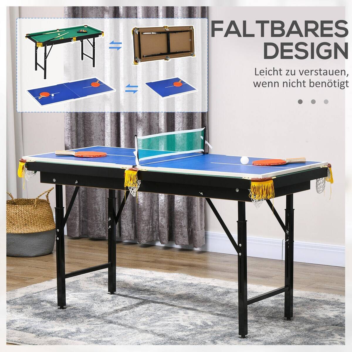 SPORTNOW Multispieltisch grün Stahl B/H/L: ca. 63x80x140 cm