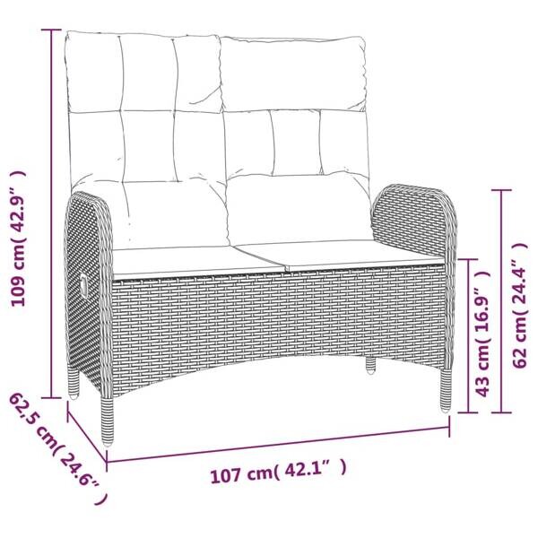 vidaXL Gartenbank grau Kunststoff B/H/T/L: ca. 62x109x62,5x107 cm