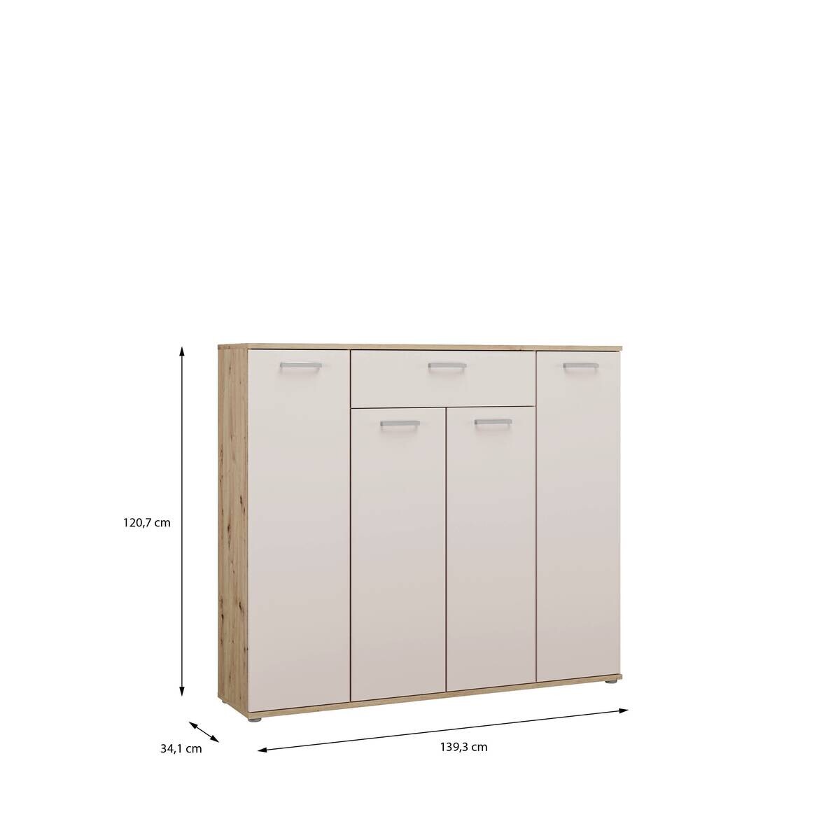 Kommode Eiche Artisan Nachbildung Eiche Kaschmirgrau Nachbildung B/H/T: ca. 139x121x35 cm