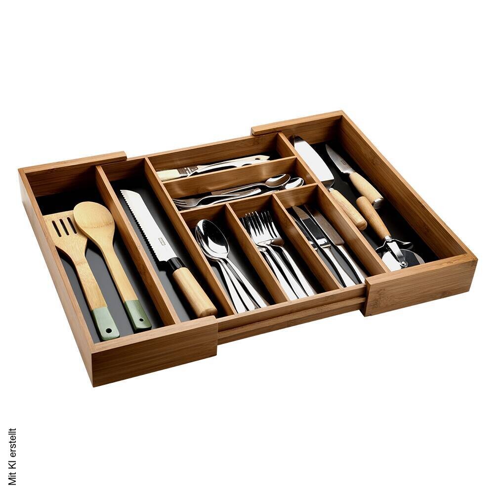 Kesper Besteckkasten braun Bambus B/H/L: ca. 43x6x34 cm