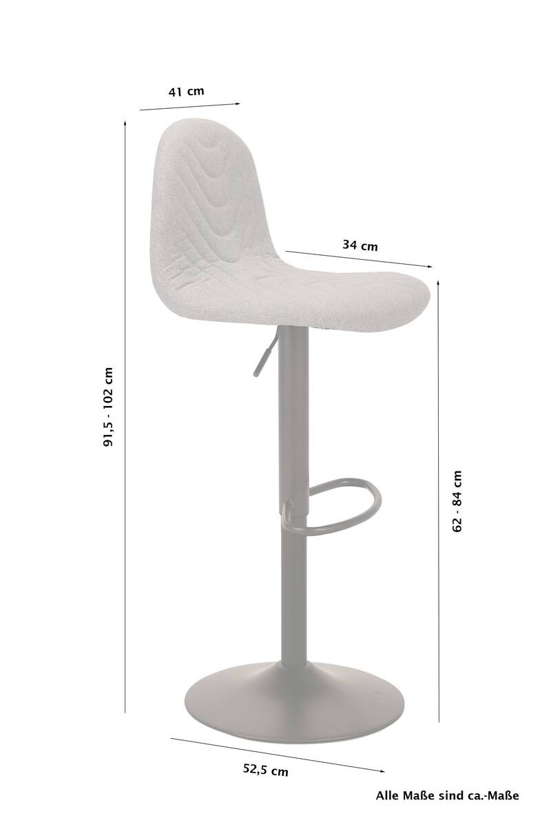 Barhocker CASINO 2er-Set anthrazit Webstoff B/H/T: ca. 41x88x52,5 cm