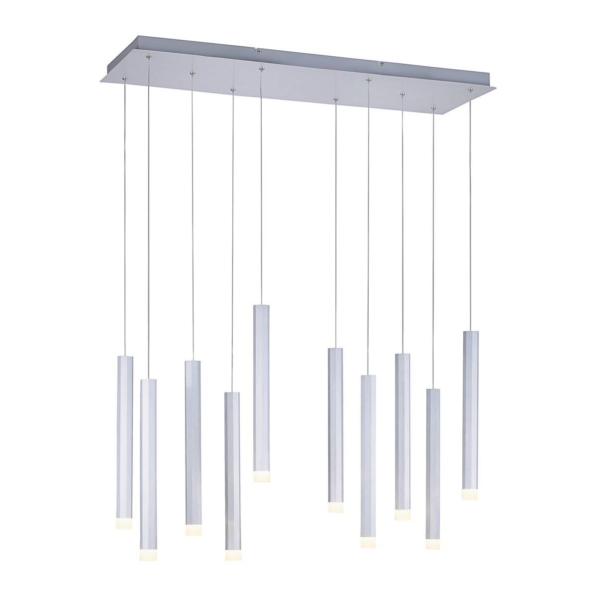 Just Light LED-Pendelleuchte BRUNO 15206-95 Alu Eisen Aluminium B/H/T: ca. 89x120x30 cm 10 Brennstellen
