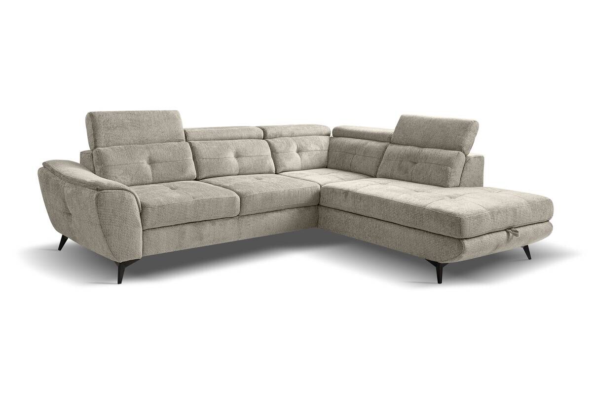 Ecksofa mit Bettfunktion und Bettkasten Greige Microfaser B/H/T: ca. 274x82x231 cm