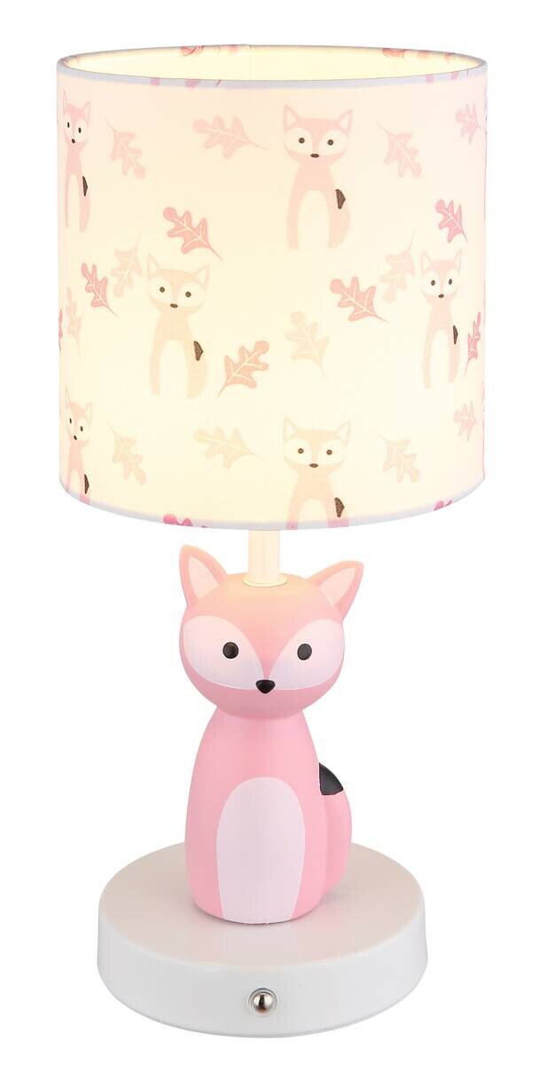 GLOBO Tischleuchte pink weiß Textil Metall Keramik H/D: ca. 33,5x15 cm 1 Brennstellen