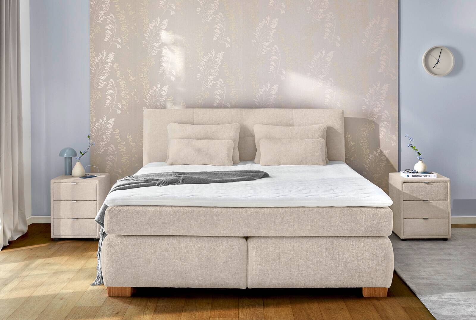 Boxspringbett beige Liegefläche B/L: ca. 180x200 cm