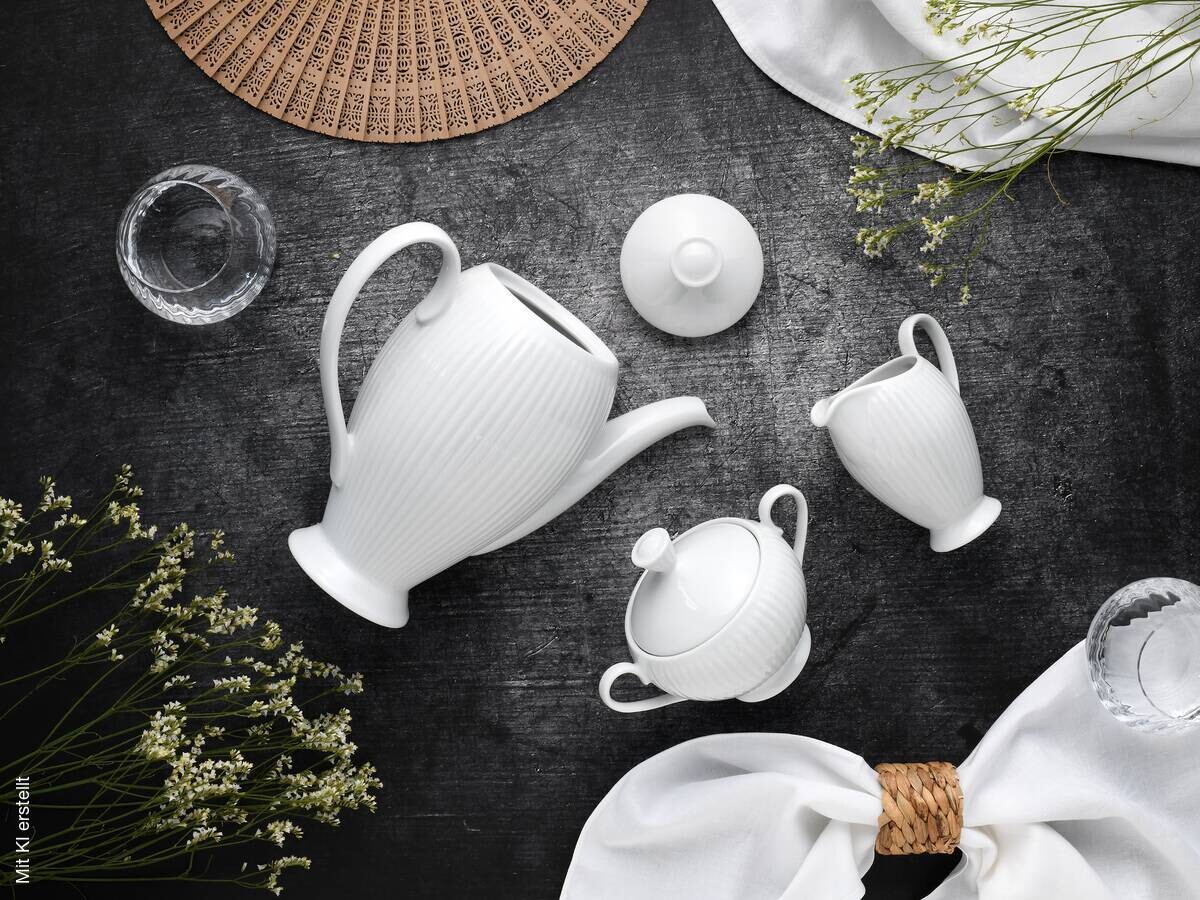 CreaTable Kaffeegarnitur Valencia weiß Porzellan