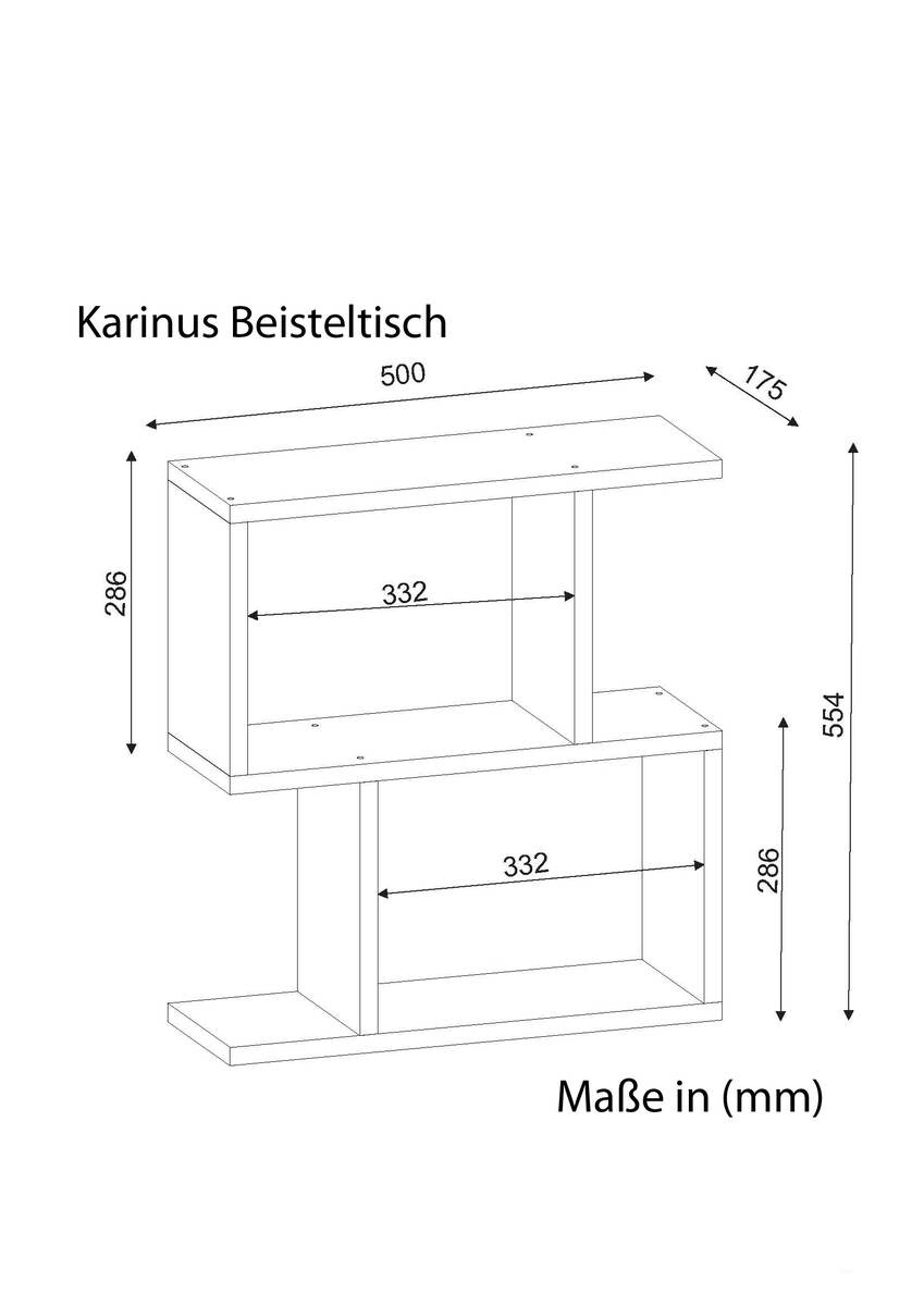 Beistelltisch Karinus weiß Spanplatte B/H/T: ca. 50x55x17 cm