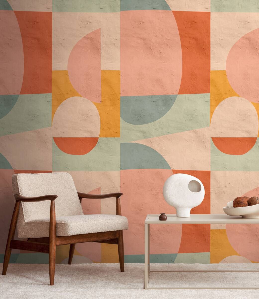 Livingwalls Fototapete Grafik rosa orange gelb B/L: ca. 280x159 cm