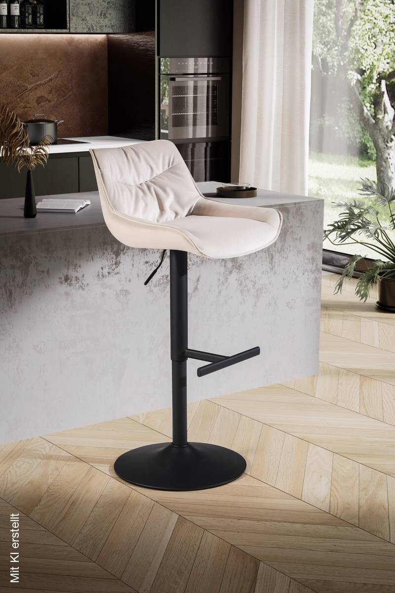 Barhocker beige Samt B/H/T: ca. 45x106x55 cm