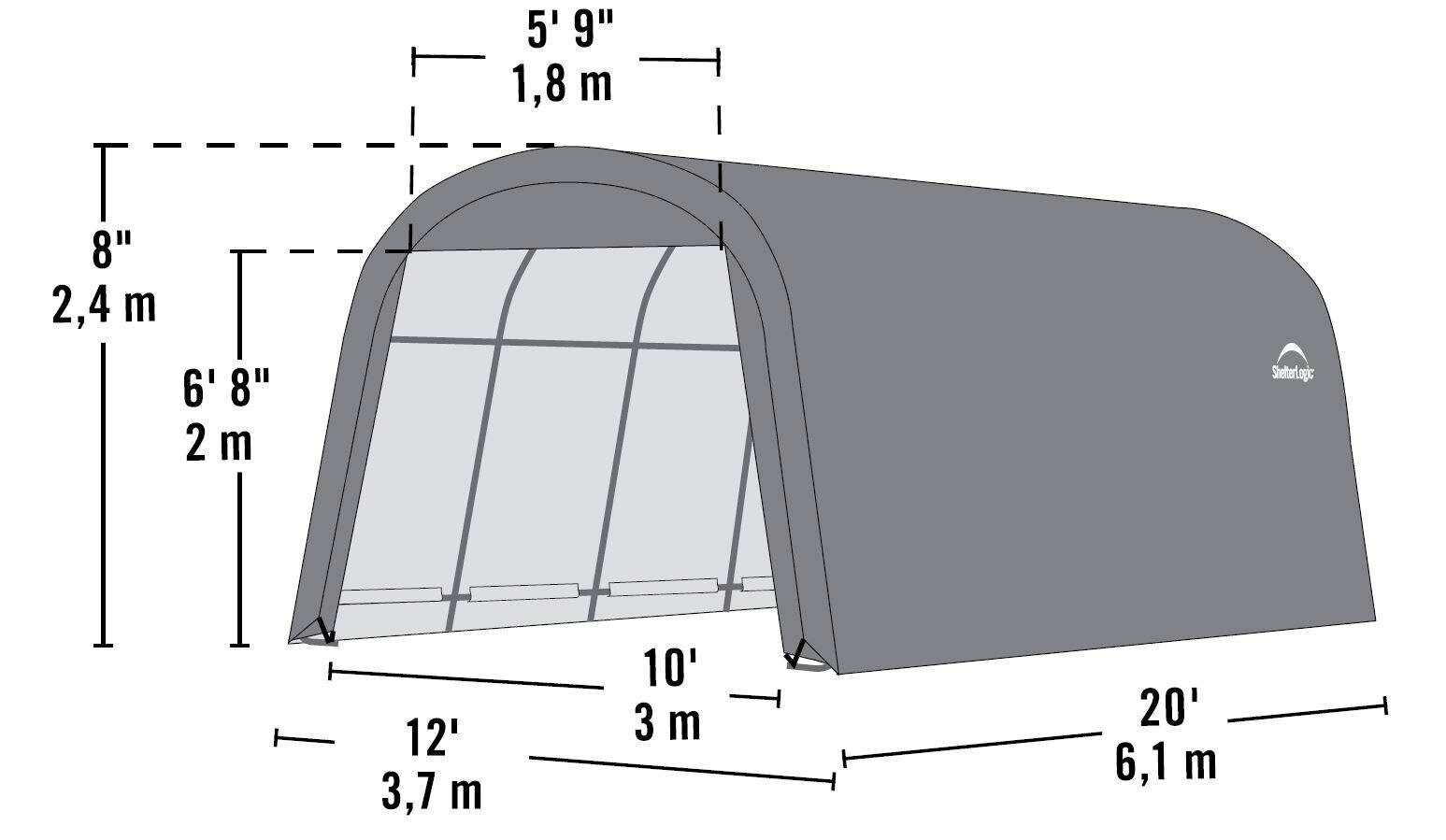 ShelterLogic Foliengarage B/H/L: ca. 370x240x610 cm