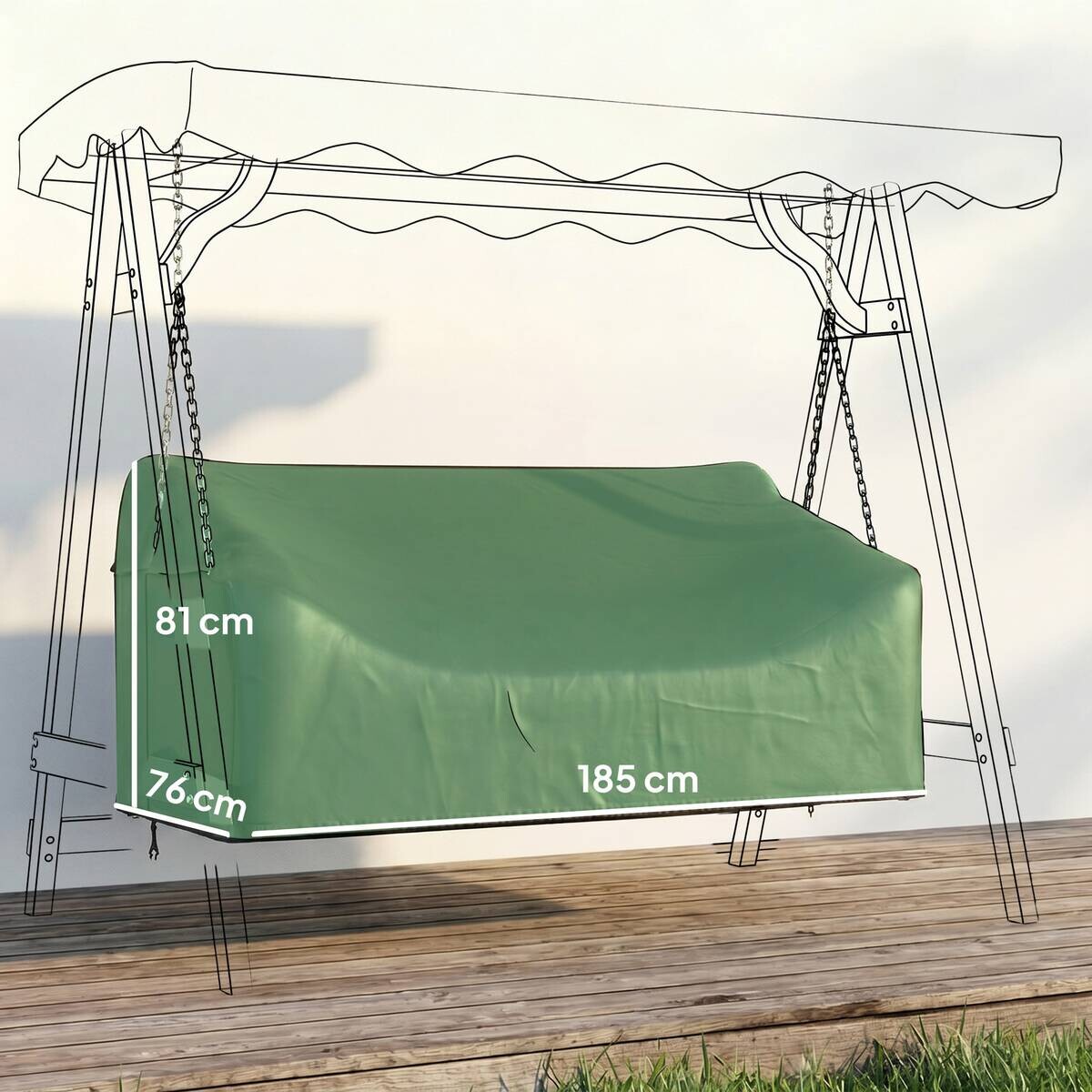 Outsunny Gartenschaukel-Abdeckung schwarz Polyester B/H/L: ca. 76x81x185 cm