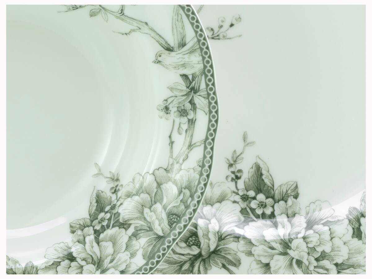 CreaTable Kaffeeservice Adelaide Grün weiß Porzellan 12 tlg.