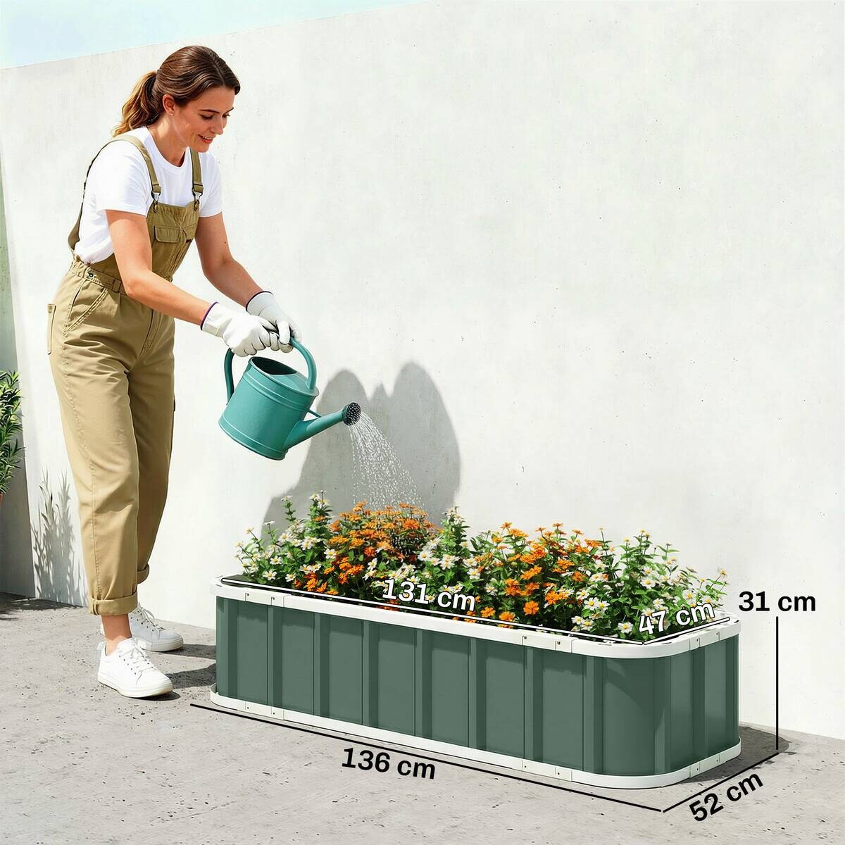 Outsunny Hochbeet grün B/H/T/L: ca. 52x31x52x136 cm