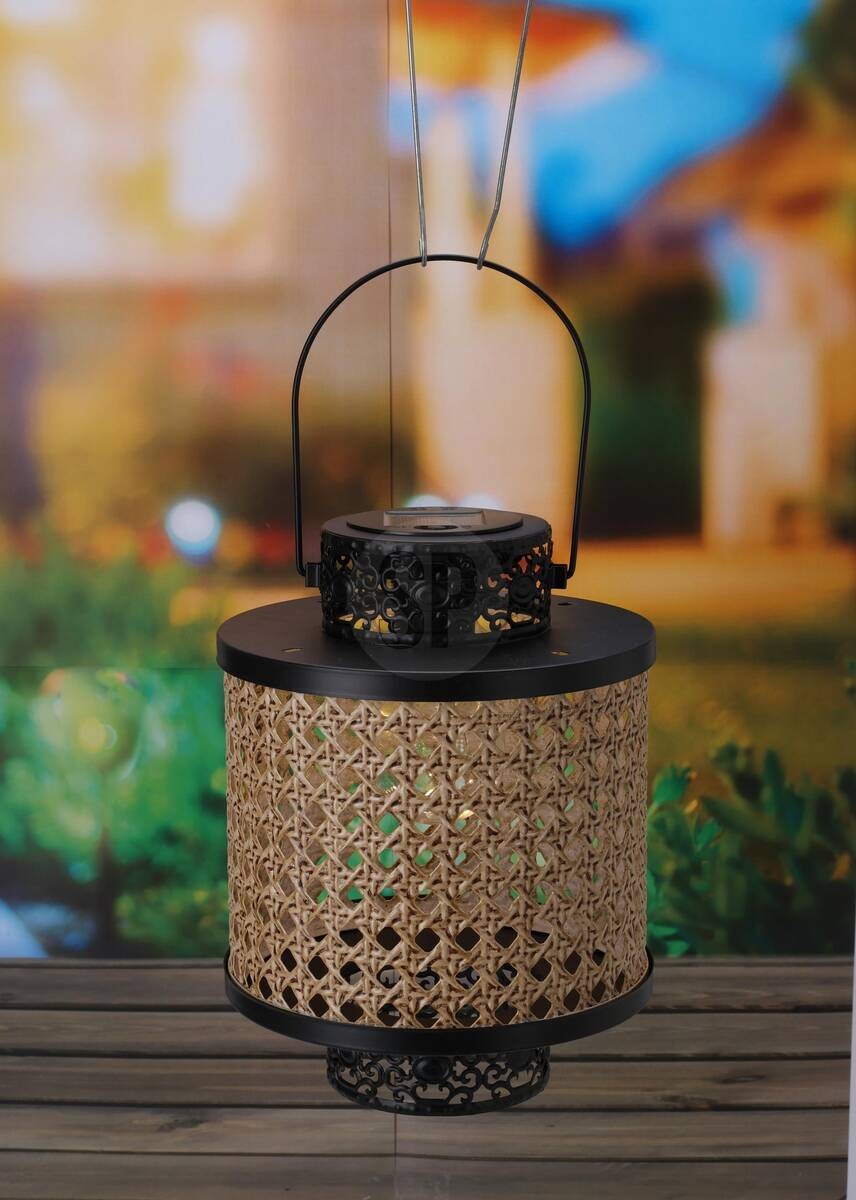 Solarlaterne schwarz Metall B/H/L: ca. 21x18x24 cm