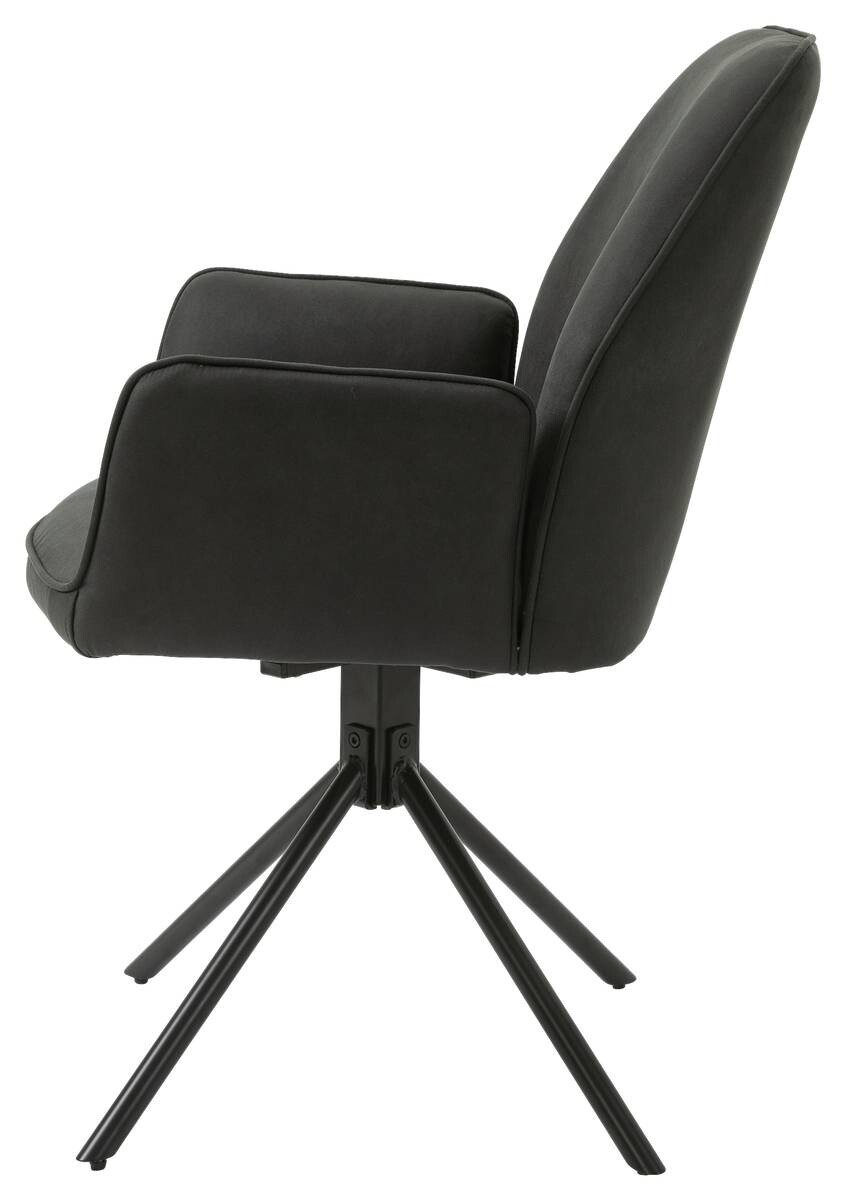 Stuhl BLAIR 2er-Set anthrazit Vintage schwarz Stoff Metall B/H/T: ca. 57x89x61 cm