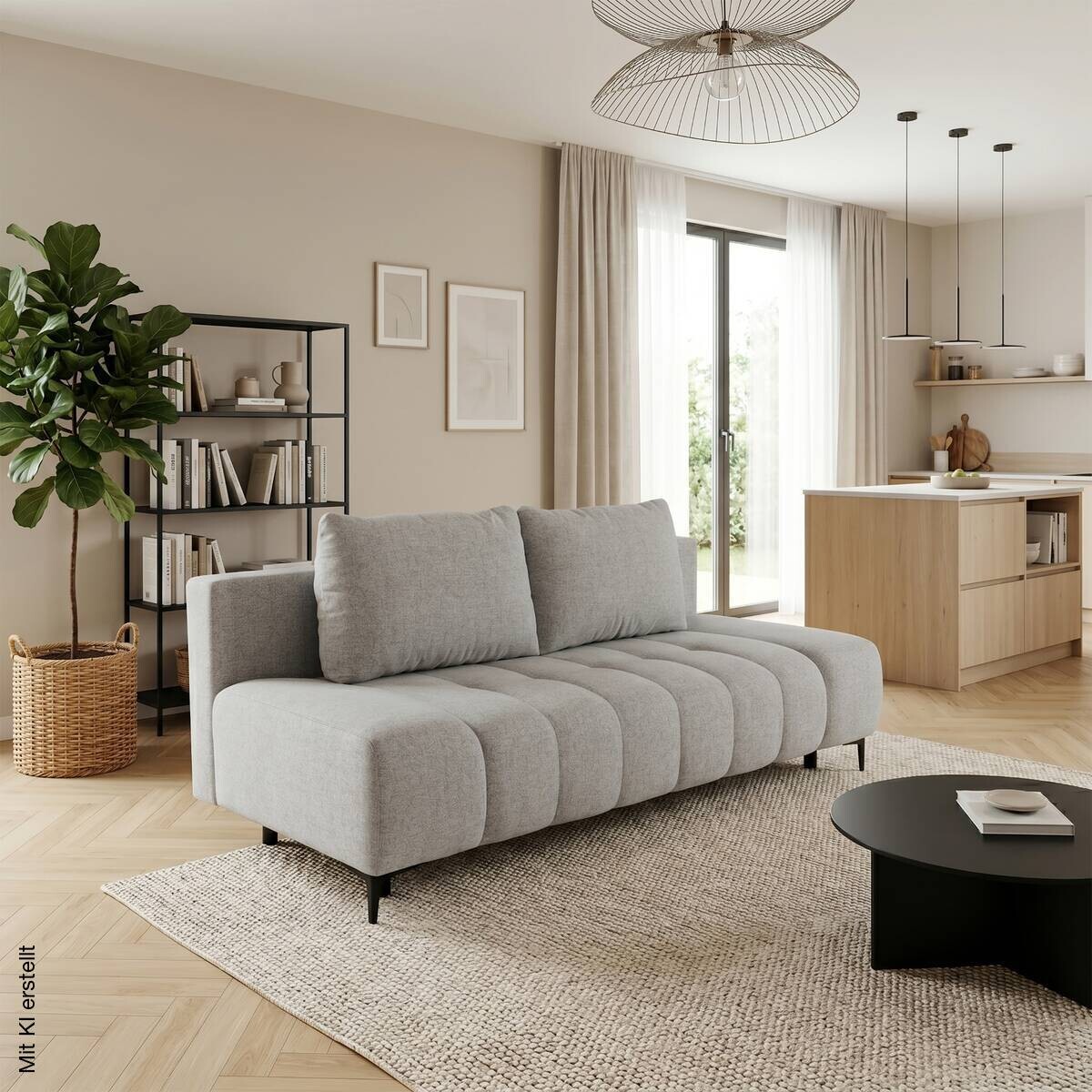 Schlafsofa Alicante hellgrau Webstoff B/H/T: ca. 195x88x95 cm