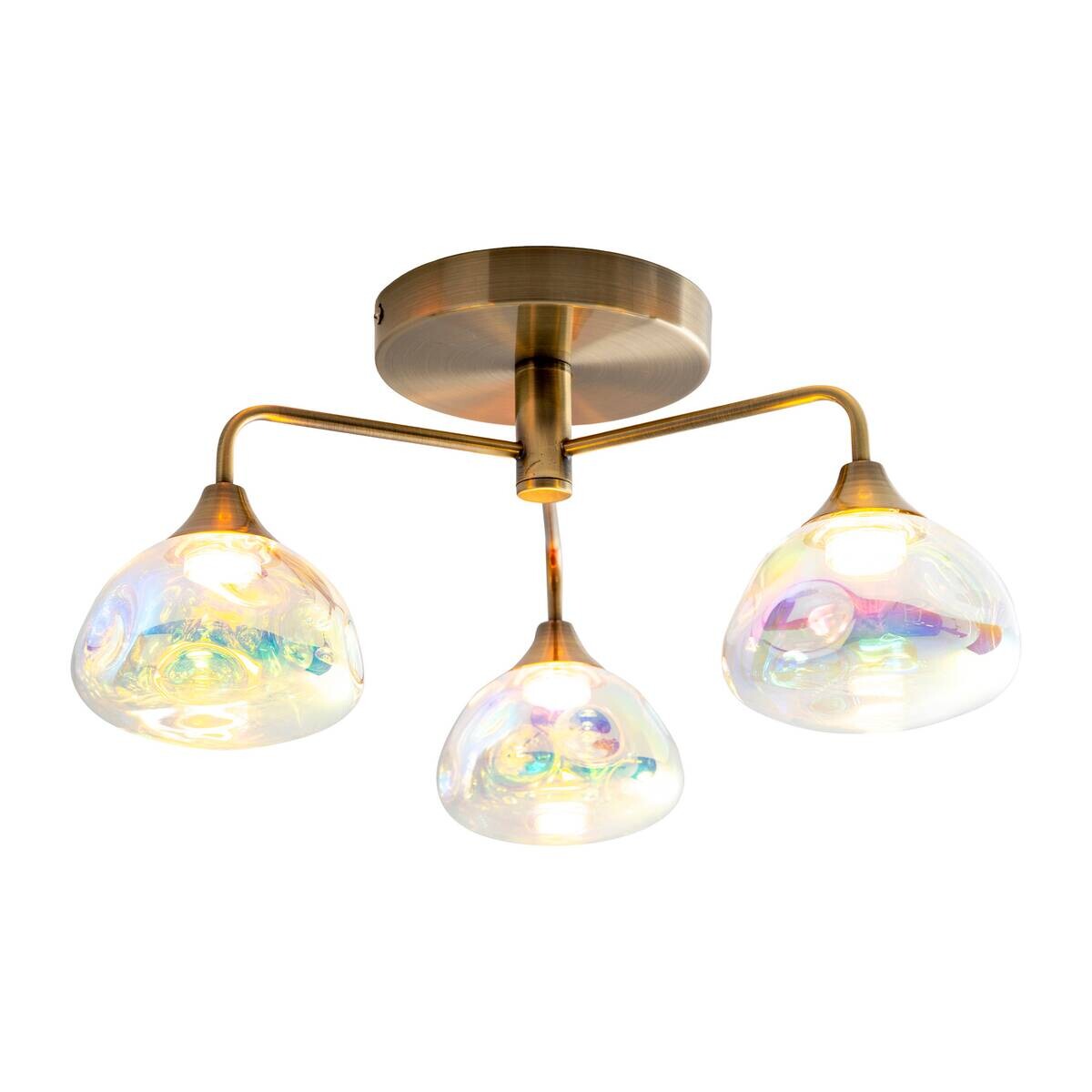 Näve Leuchten Deckenleuchte 1367745 messing Glas Metall B/H/T: ca. 42x19,5x42 cm null 3 Brennstellen