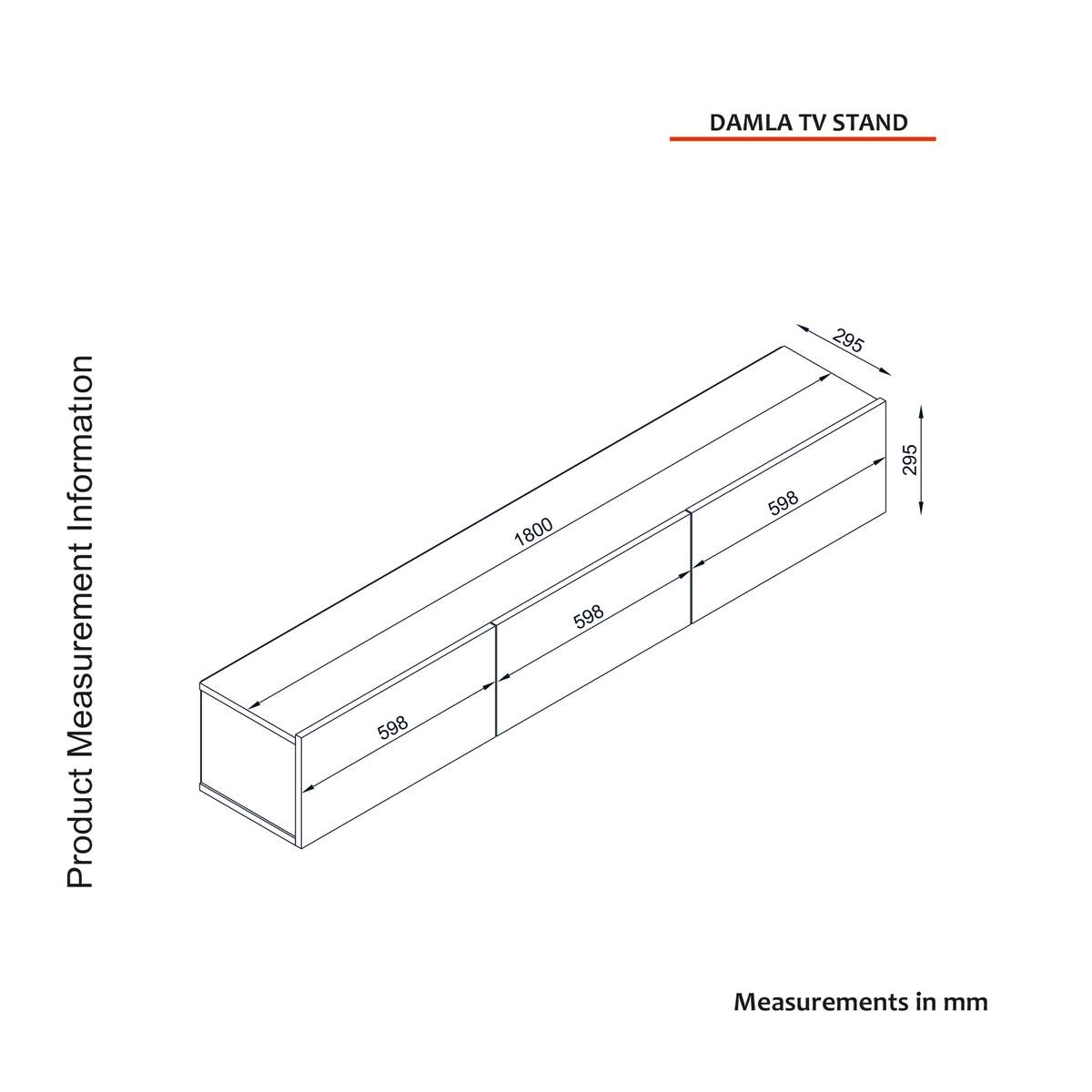 TV-Lowboard Damla schwarz B/H/T: ca. 180x29,5x29,5 cm