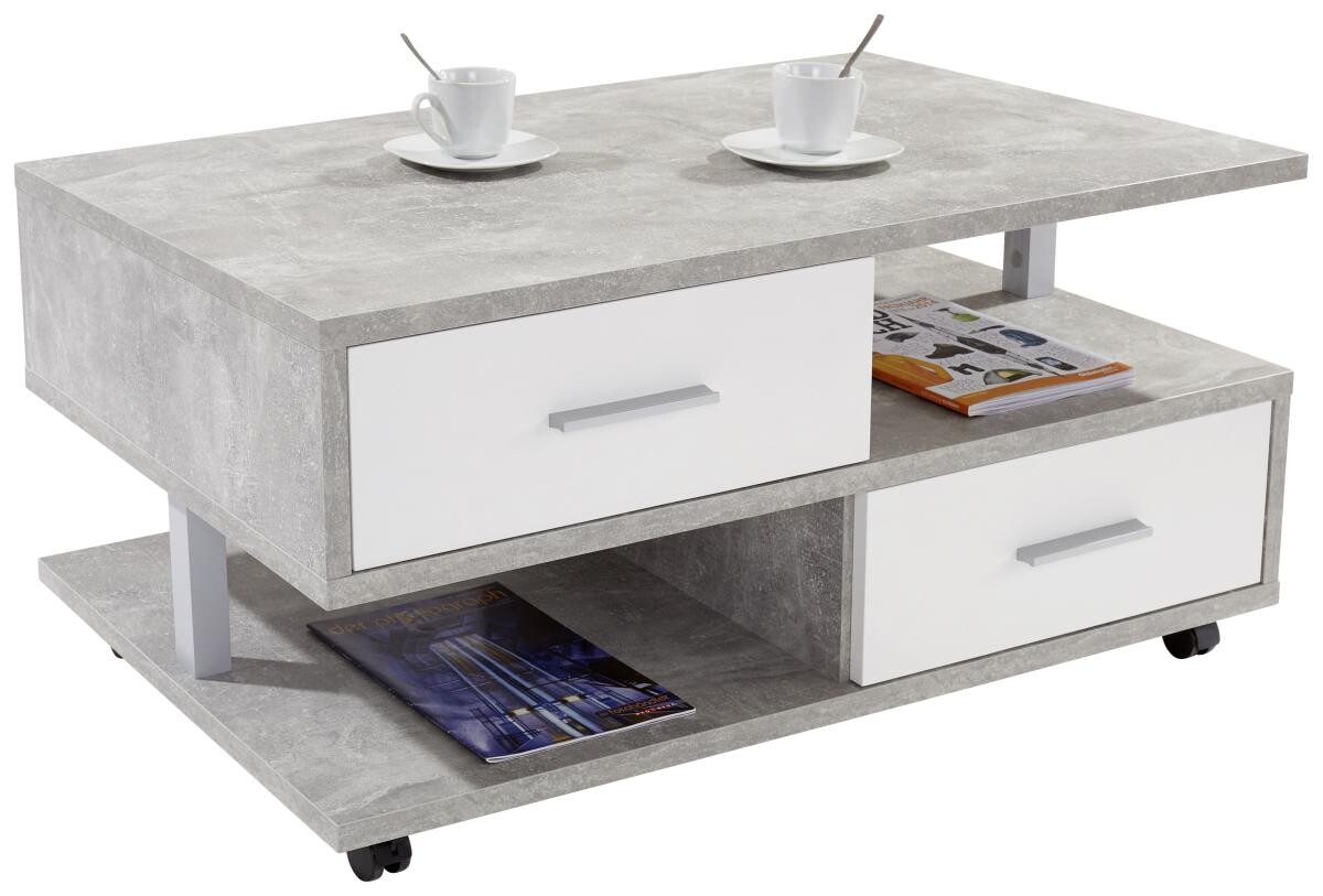 Couchtisch Quattro Beton Optik weiß Nachbildung B/H/T: ca. 105x45x60 cm