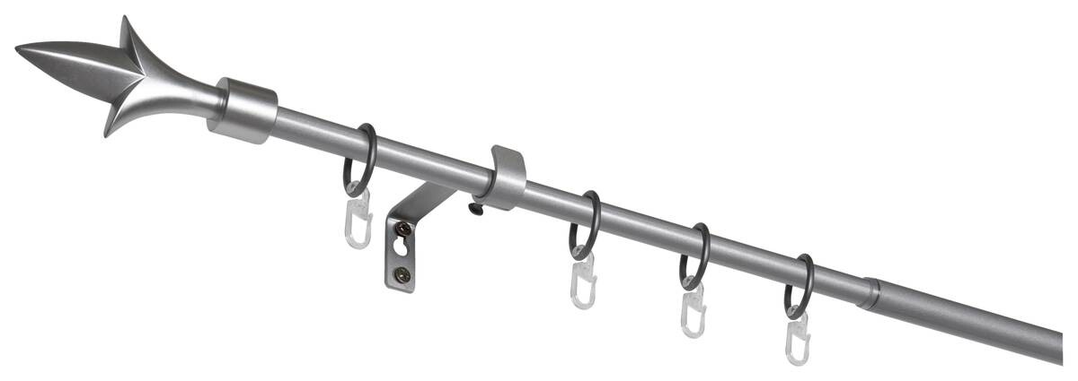 Gardinenstange silber Aluminium ausziehbar von ca. 130 bis 240 cm 1.0 Läufe
