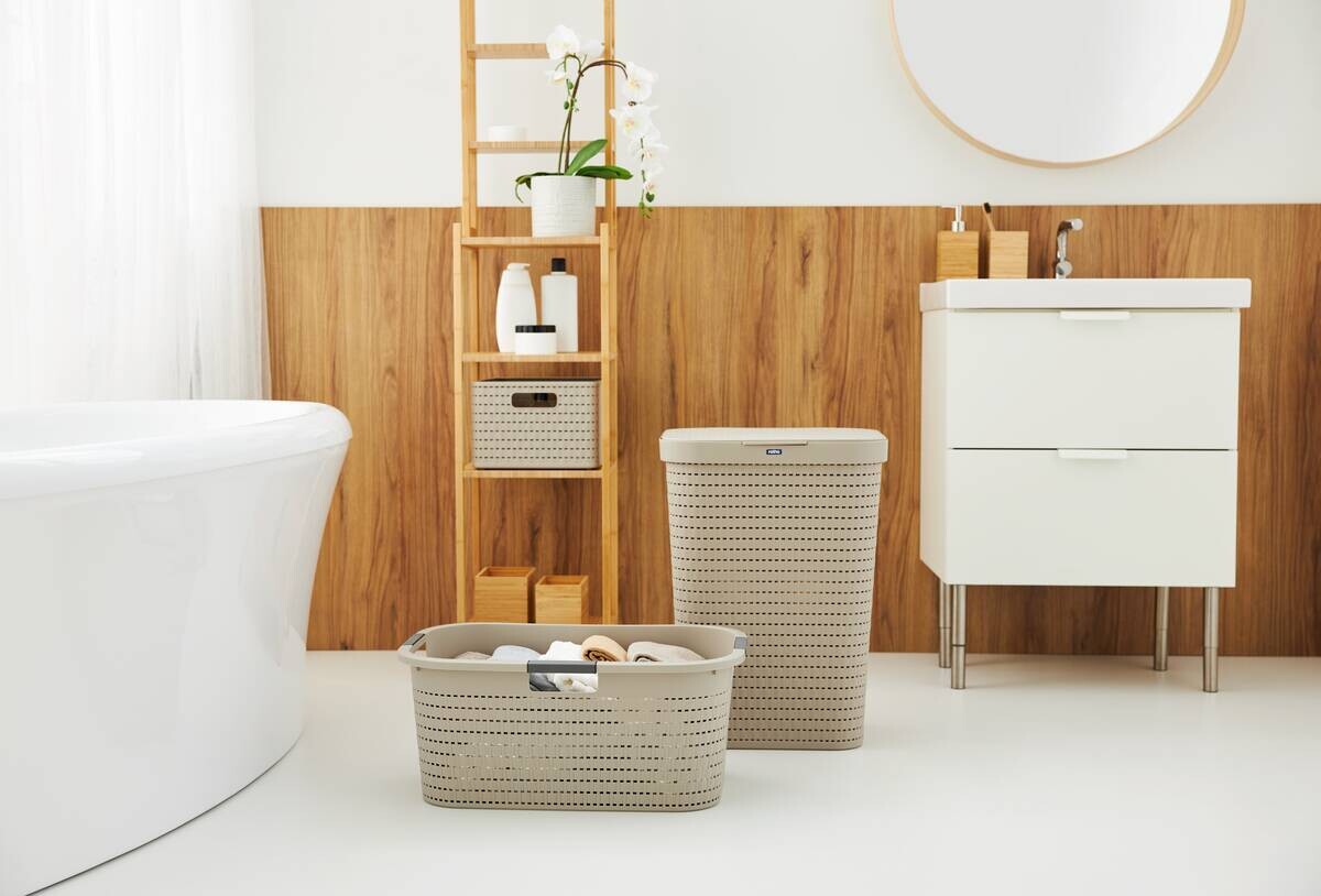 Rotho Wäschesammler COUNTRY Cappuccino B/H/L: ca. 32x57,2x42 cm