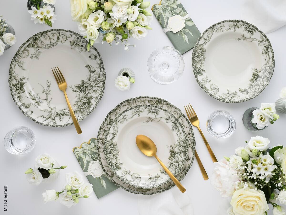 CreaTable Tafelservice Adelaide Grün grün Porzellan 8 tlg.