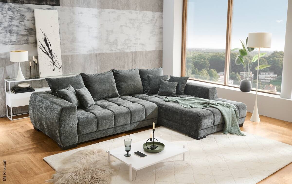Ecksofa anthrazit Microfaser B/H/T: ca. 300x86x215 cm