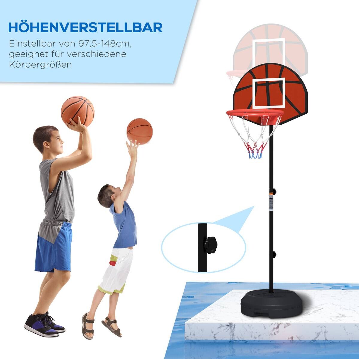 SPORTNOW Basketballständer braun Stahl B/H/L: ca. 38x179x38 cm