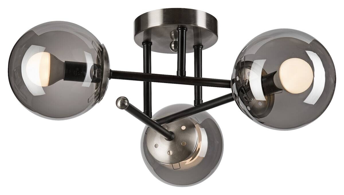 Lamkur Deckenleuchte Malena Chrom schwarz Glas Stahl B/H/L: ca. 39x19x39 cm E14 3 Brennstellen