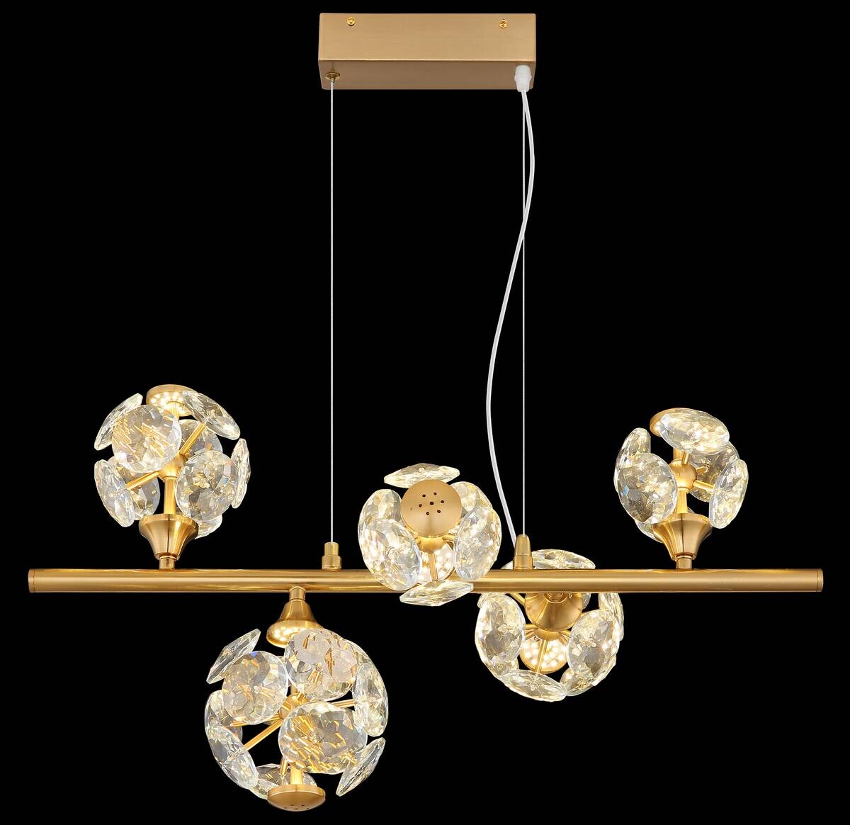 GLOBO Pendelleuchte klar gold Metall B/H/T/L: ca. 31x150x61x61 cm 1 Brennstellen