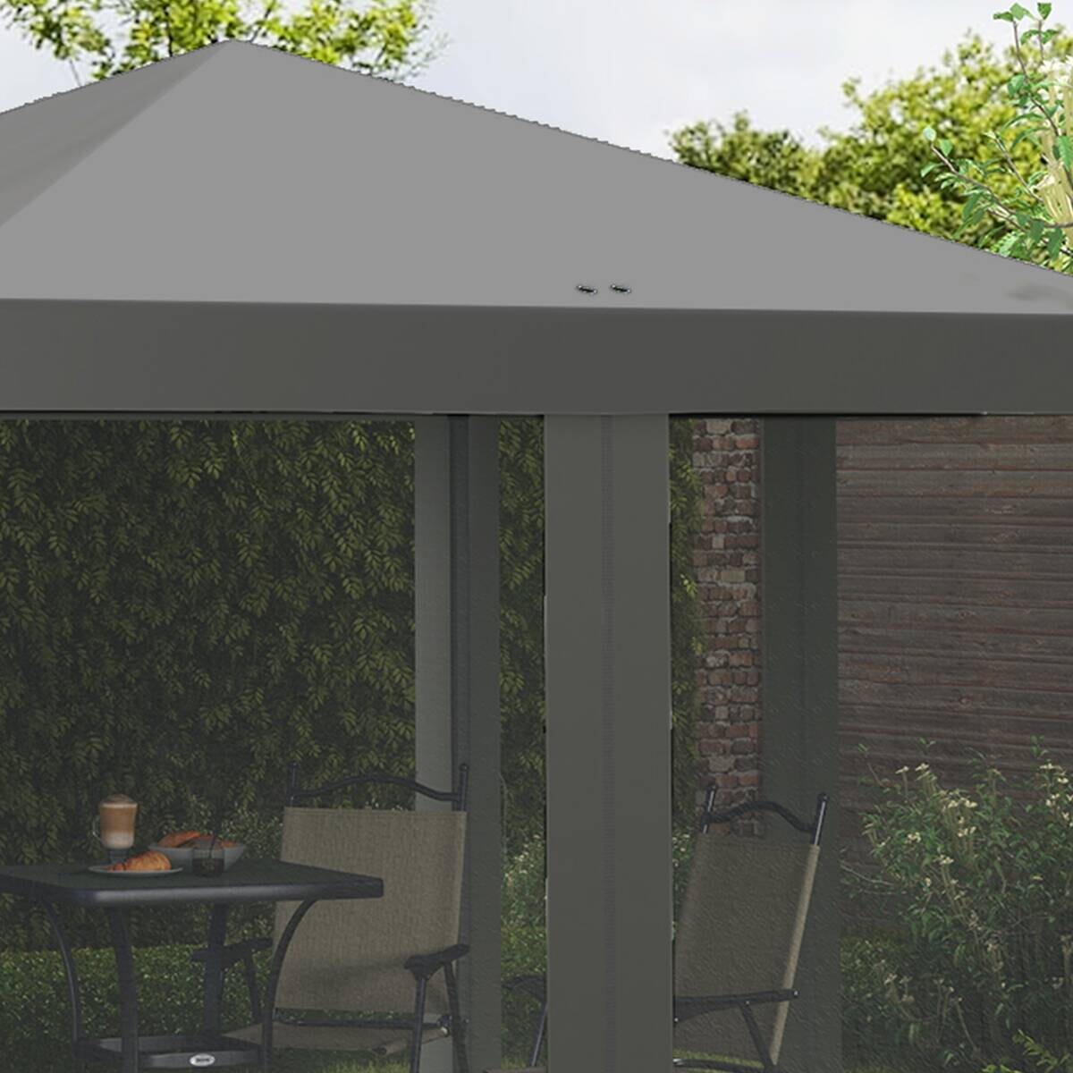 Outsunny Pavillon schwarz Metall B/H/L: ca. 295x260x295 cm