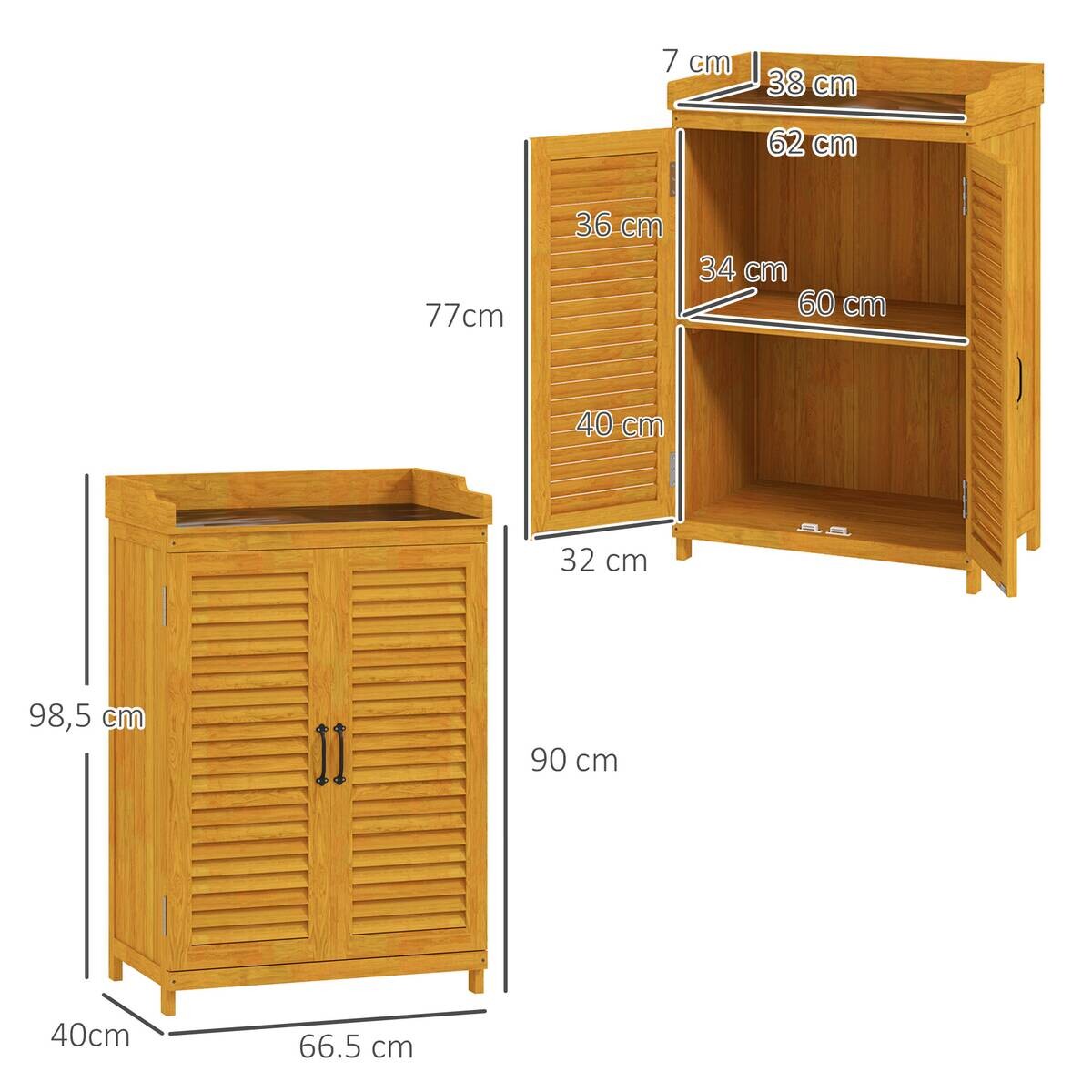 Outsunny Gartenschrank gelb Metall B/H/L: ca. 40x98,5x65,5 cm